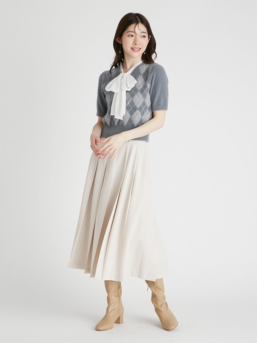 CELFORD「ボウタイリボンアーガイルニットプルオーバー」|ニット・セーター|