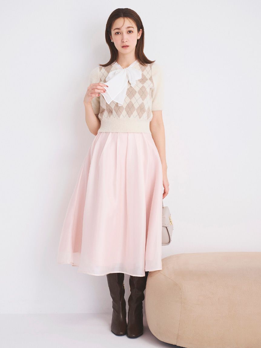 CELFORD「ボウタイリボンアーガイルニットプルオーバー」|ニット・セーター|