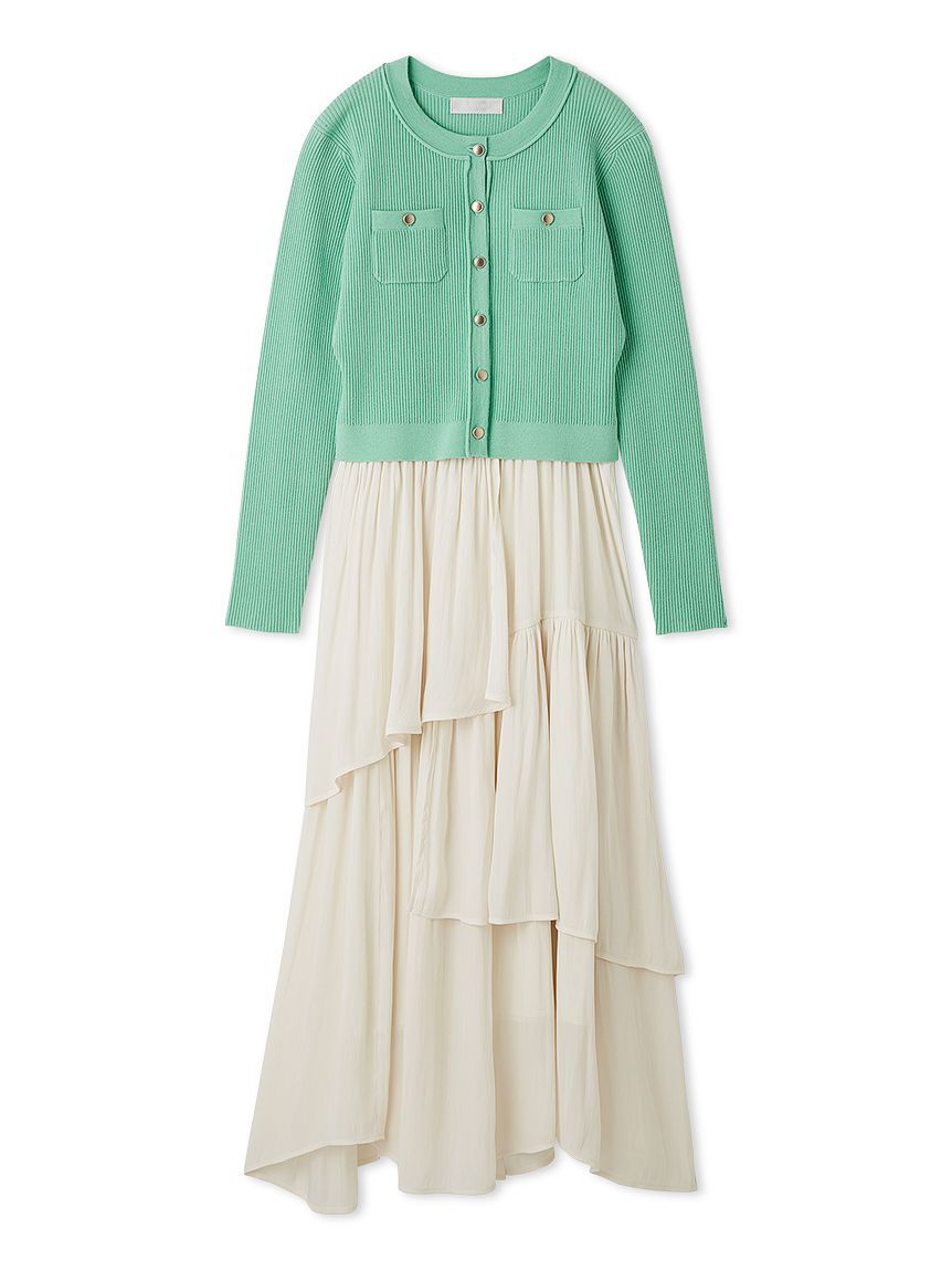 CELFORD「アシメヘムドレス＆トリムリブカーデ」|ワンピース|