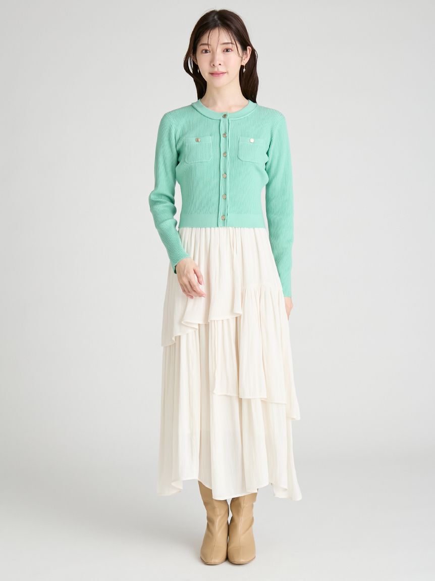 CELFORD「アシメヘムドレス＆トリムリブカーデ」|ワンピース|
