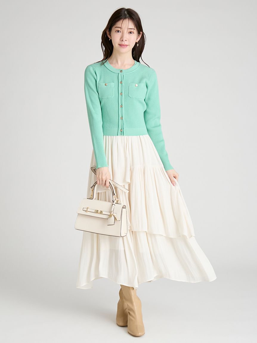 CELFORD「アシメヘムドレス＆トリムリブカーデ」|ワンピース|