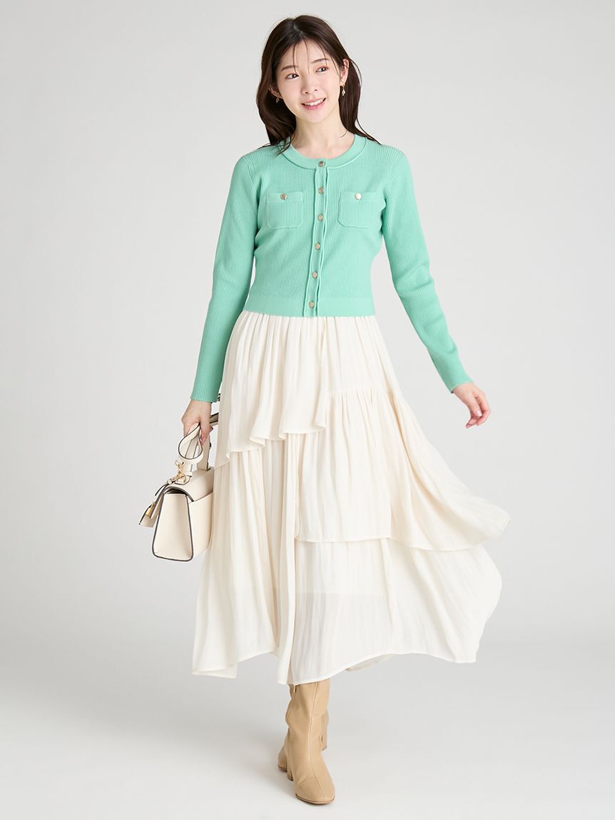 CELFORD「アシメヘムドレス＆トリムリブカーデ」|ワンピース|