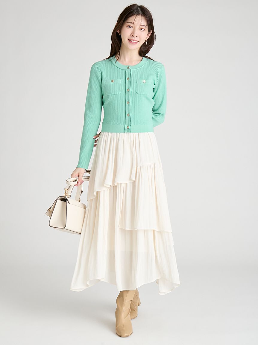 CELFORD「アシメヘムドレス＆トリムリブカーデ」|ワンピース|