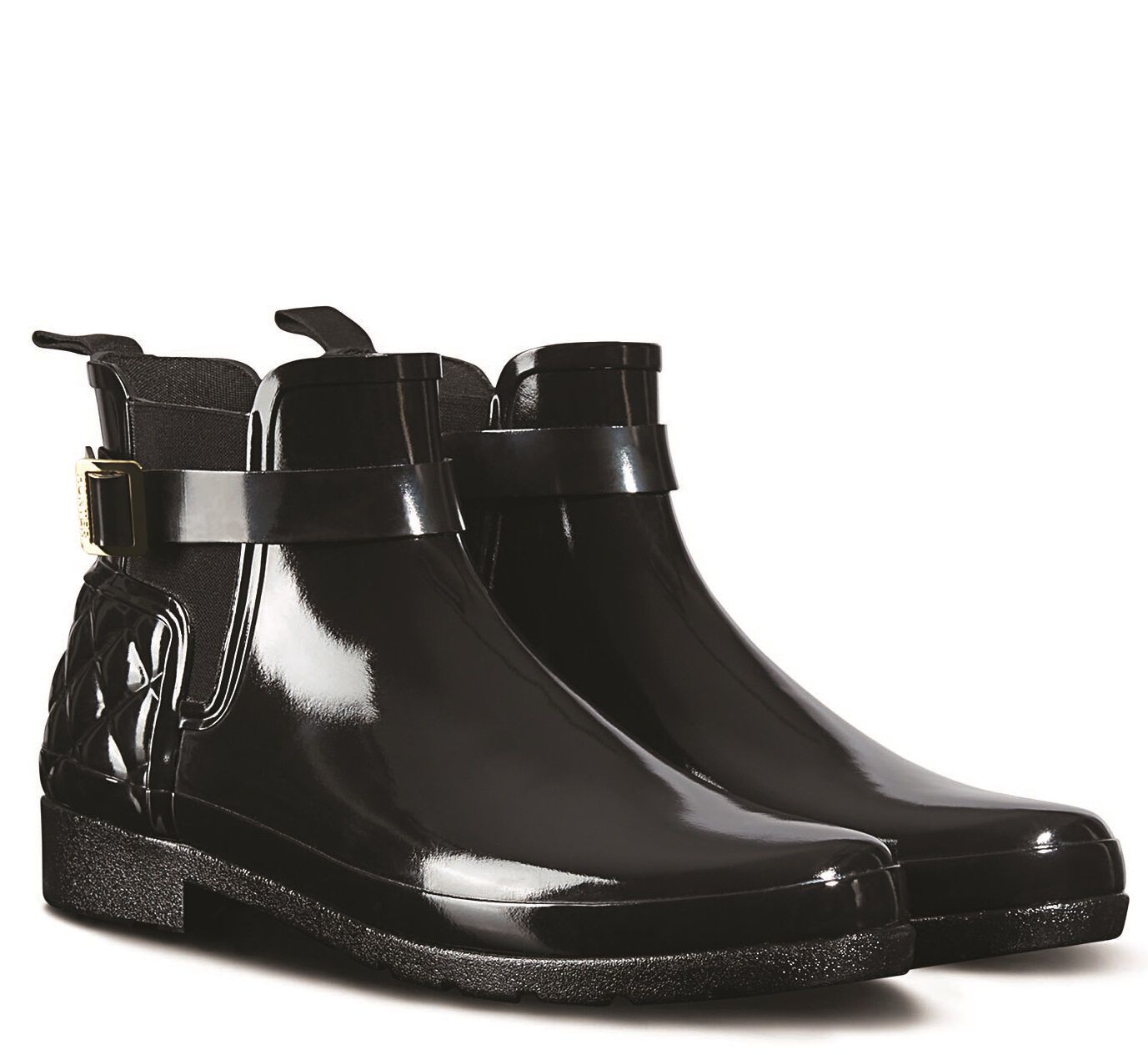  「REFINED GLOSS QUILT CHELSEA」|ショートブーツ|BLK