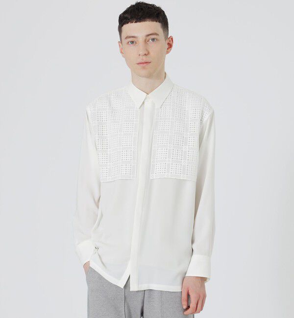  「スクエアレースコンビシャツ」|シャツ・ブラウス|ホワイト