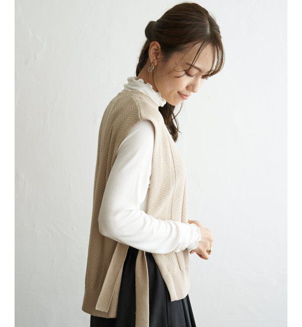 ikka「サイドリボンニットベスト」|ニット・セーター|