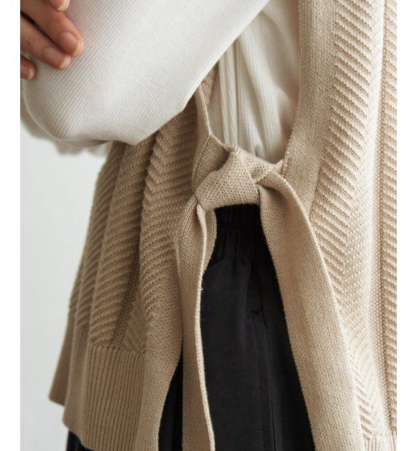 ikka「サイドリボンニットベスト」|ニット・セーター|