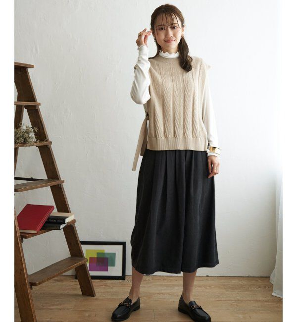 ikka「サイドリボンニットベスト」|ニット・セーター|