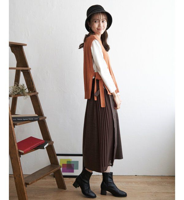 ikka「サイドリボンニットベスト」|ニット・セーター|