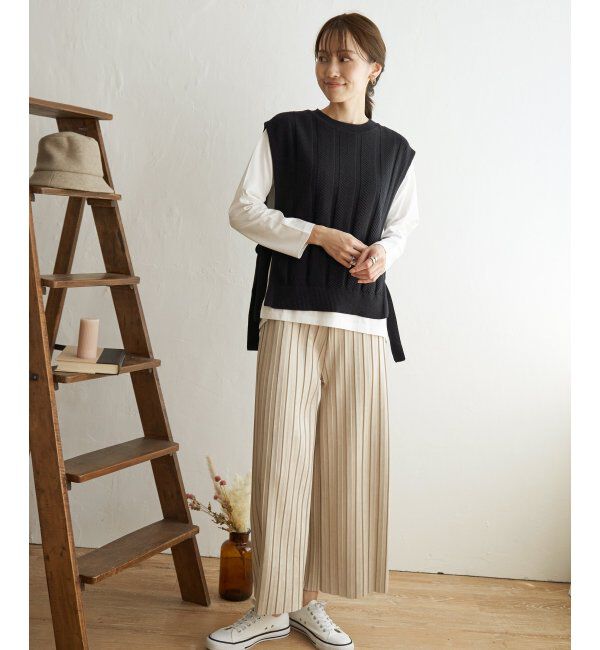 ikka「サイドリボンニットベスト」|ニット・セーター|