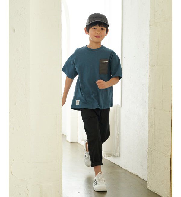 ikka kids「異素材ポケロゴプリントT（120~160cm）」|Tシャツ・カットソー|