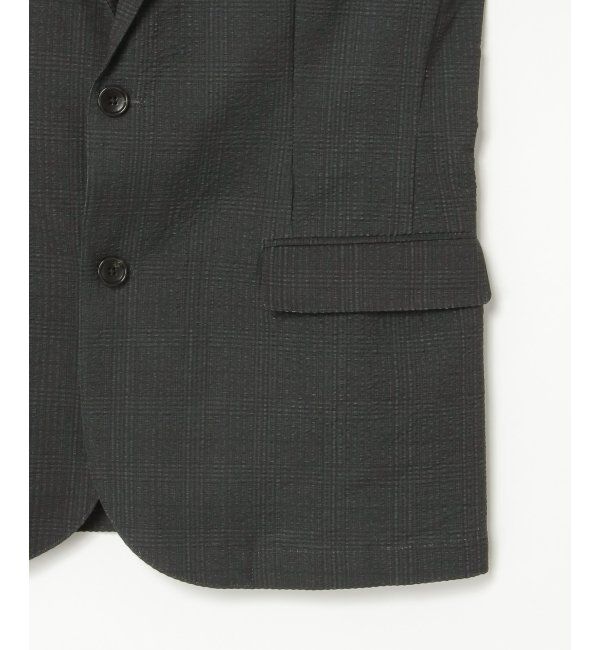 IKKA LOUNGE「【セットアップ対応】ブラックドットサッカーライトジャケット」|テーラードジャケット|