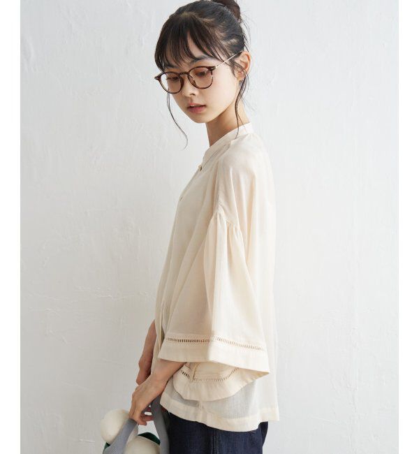 Lbc with Life「シアーハシゴレーススリーブシャツ」|シャツ・ブラウス|