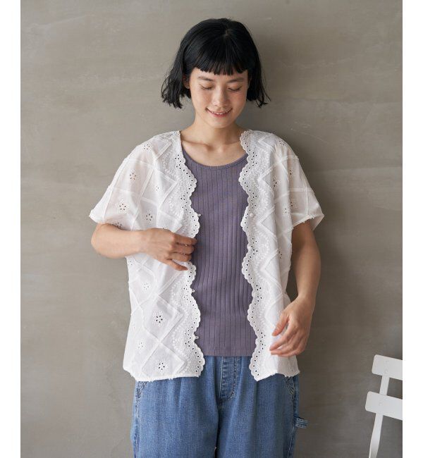 Lbc with Life「フリンジスカラップレースカーデＢＬ」|シャツ・ブラウス|ホワイト