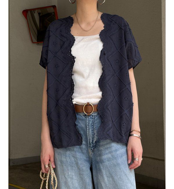 Lbc with Life「フリンジスカラップレースカーデＢＬ」|シャツ・ブラウス|