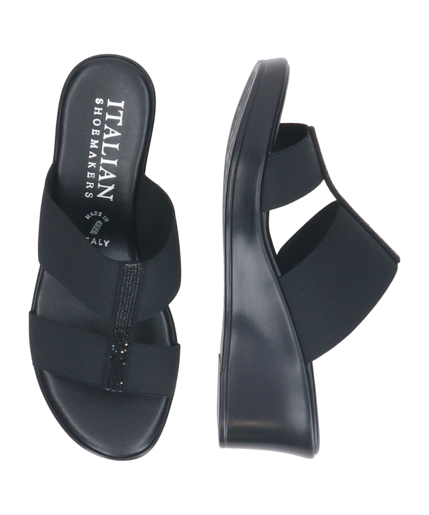 IMPORT SELECT「【ITALIAN SHOEMAKERS】厚底ラインストーンエラスティックサンダル(952322)」|サンダル|