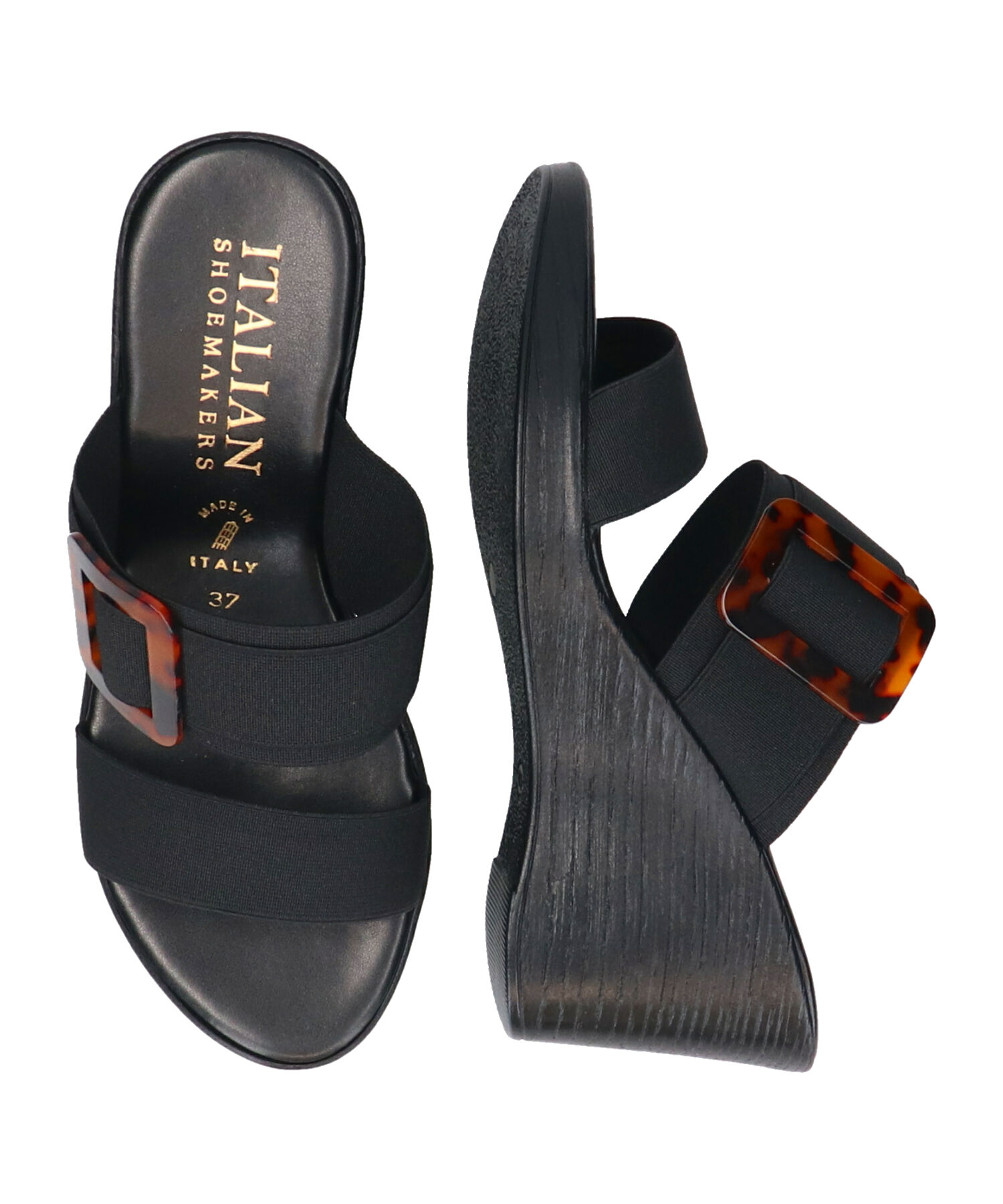 IMPORT SELECT「【ITALIAN SHOEMAKERS】べっ甲風バックルサンダル(952326)」|サンダル|