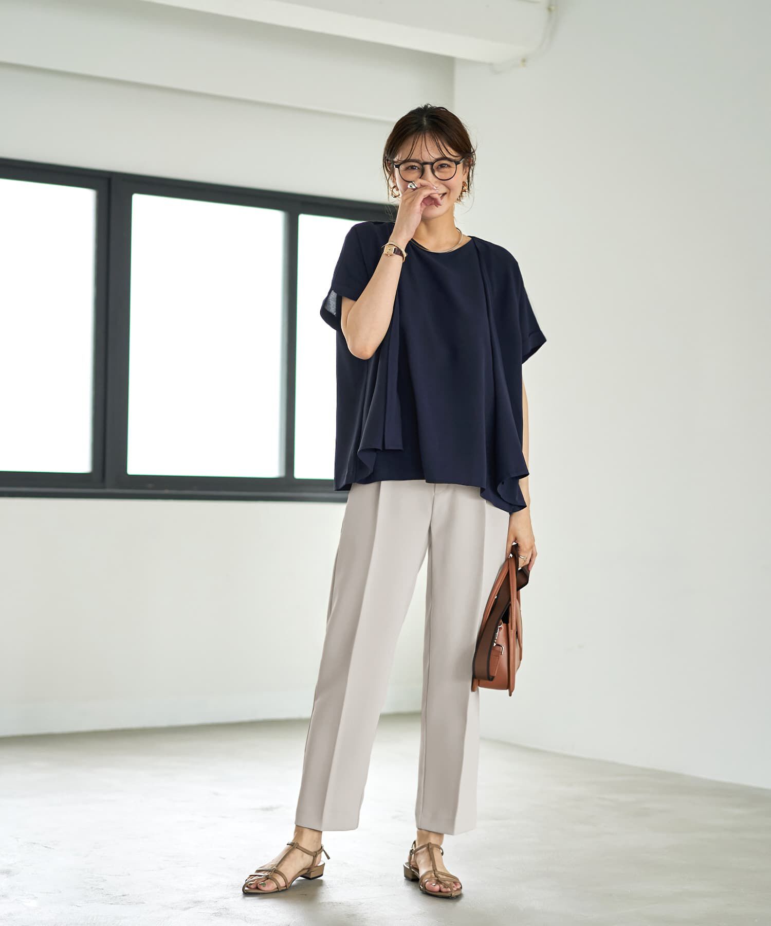 STYLE DELI「セットレイヤード風ドレープブラウス」|シャツ・ブラウス|