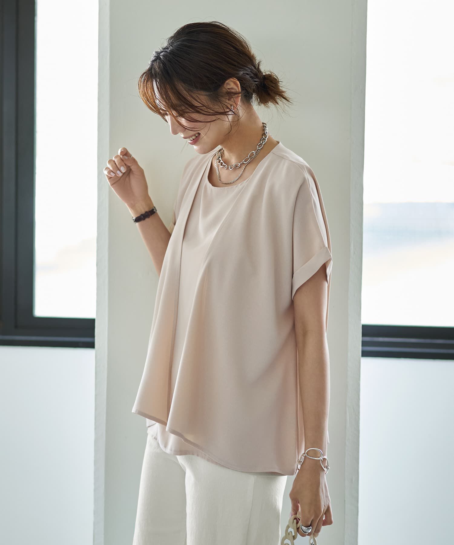 STYLE DELI「セットレイヤード風ドレープブラウス」|シャツ・ブラウス|