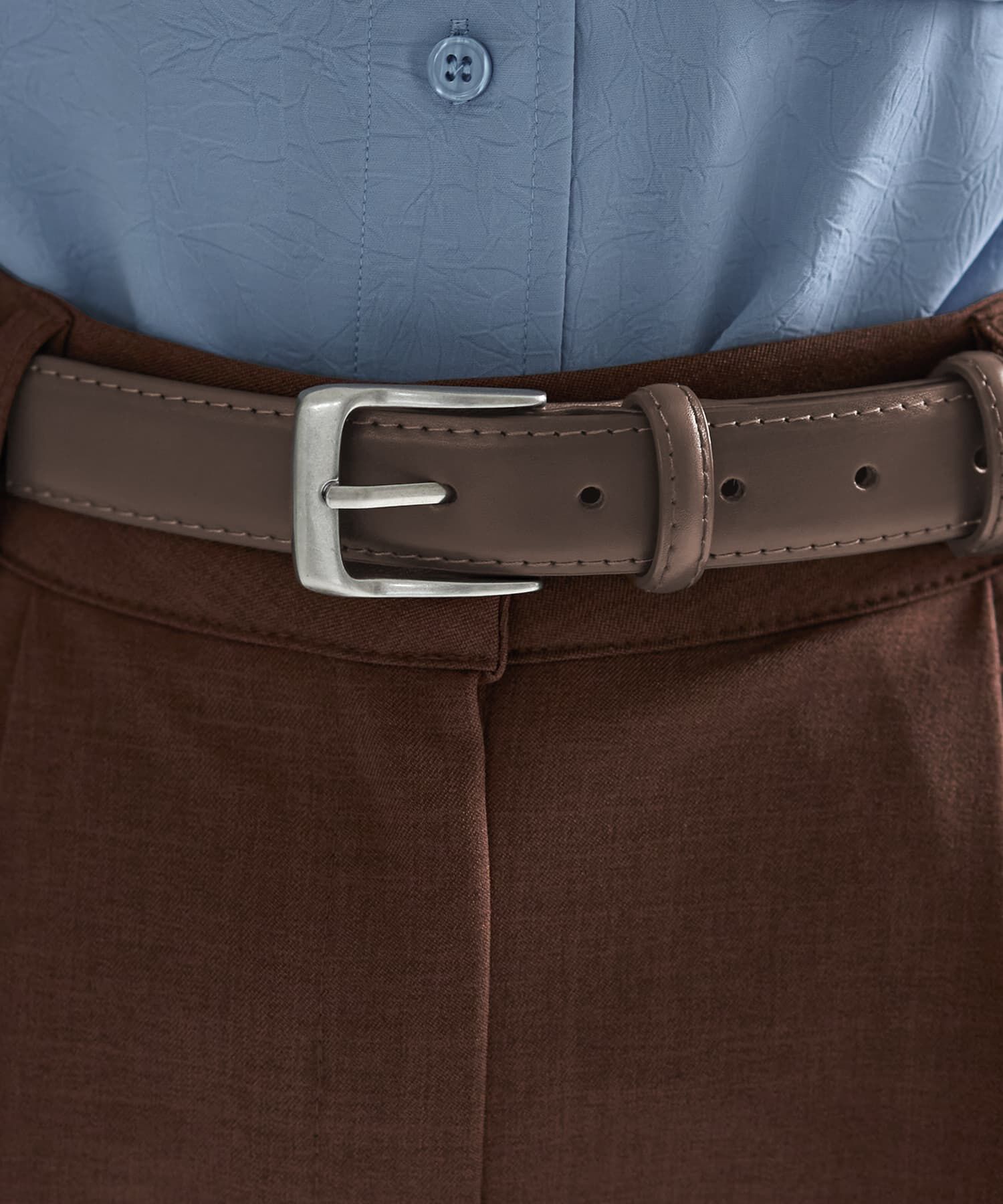 STYLE DELI「【DELI by】ミニマルリアルレザーベルト（シルバー）」|ベルト|