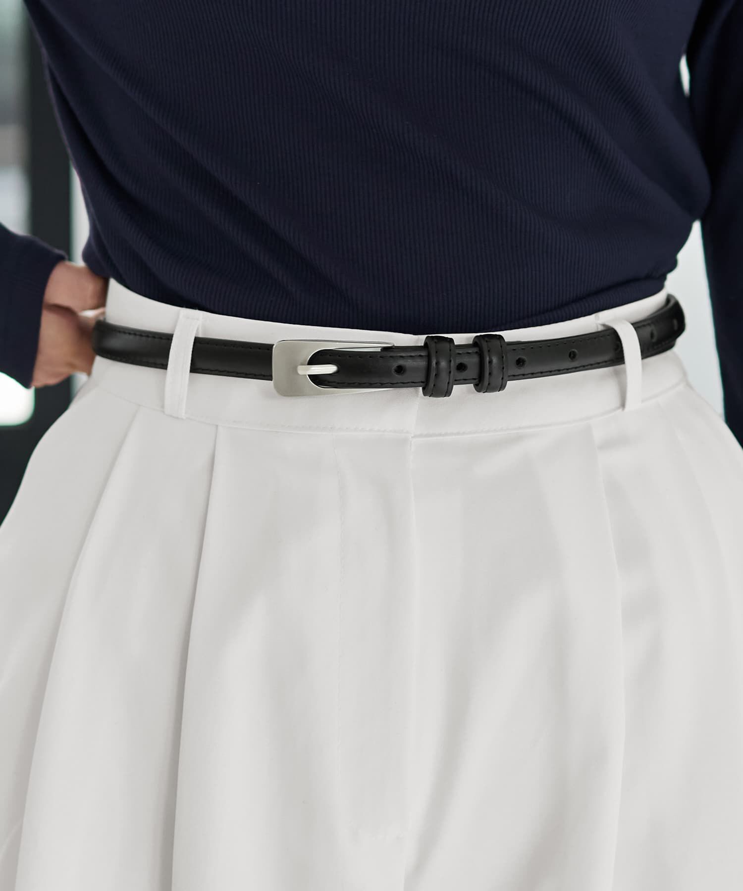 STYLE DELI「【DELI by】ミニマルスリムリアルレザーベルト」|ベルト|ブラック