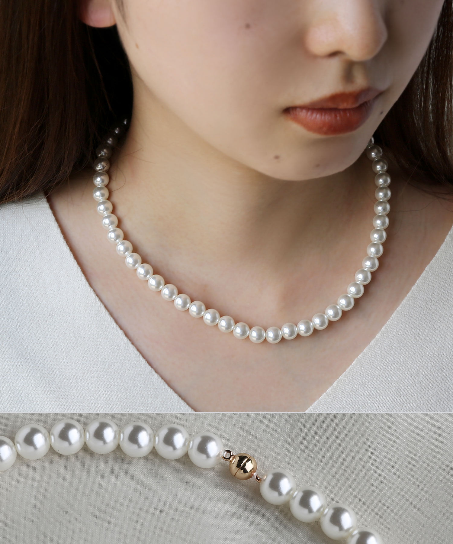 colleca la「ベーシックパールネックレス［マグネットタイプ］」|ネックレス|ホワイト