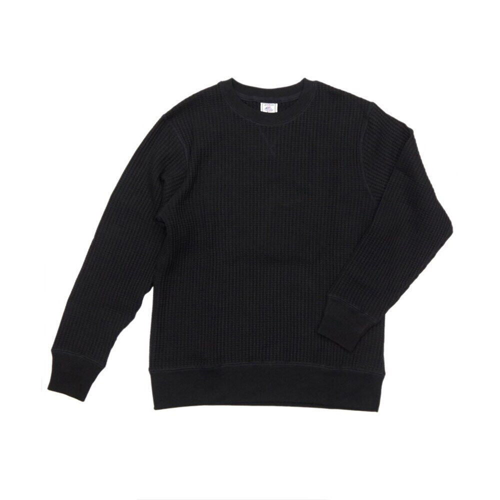 BACKYARD FAMILY「JEMORGAN サーマル JB001-52C 通販 ワッフル ロンT ビッグワッフル」|Tシャツ・カットソー|ブラック1