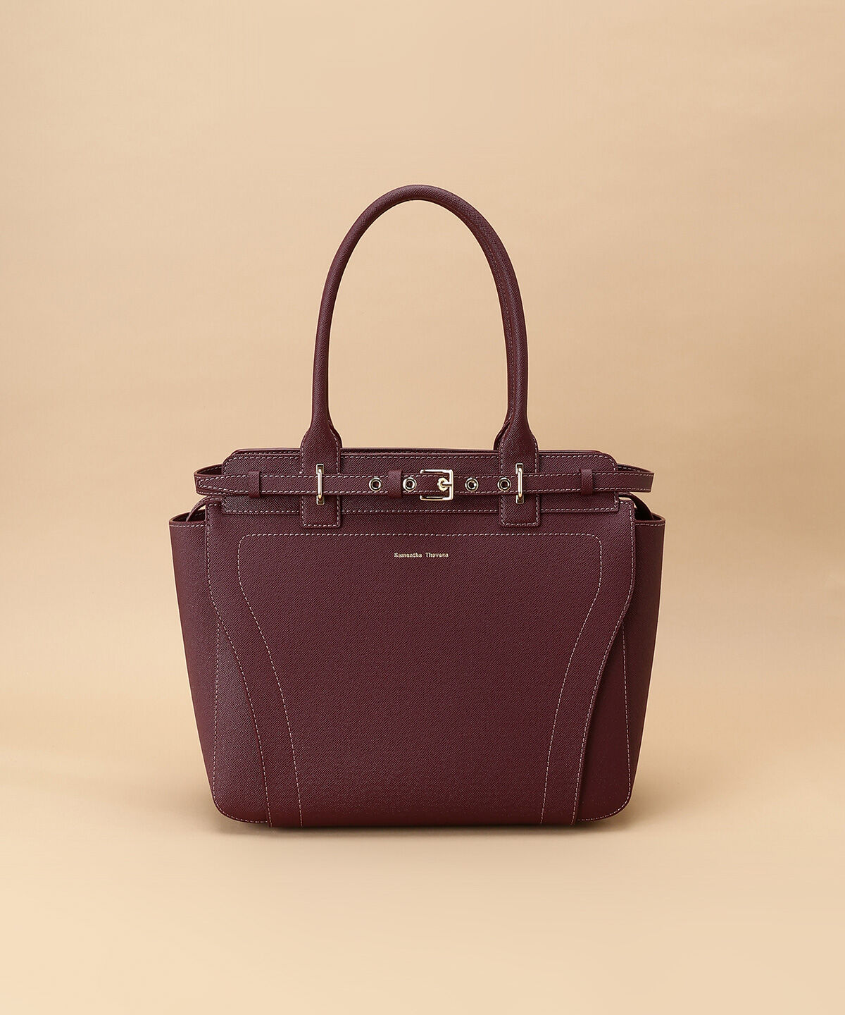 Samantha Thavasa「ベルトデザイン トートバッグ」|トートバッグ|ワインレッド