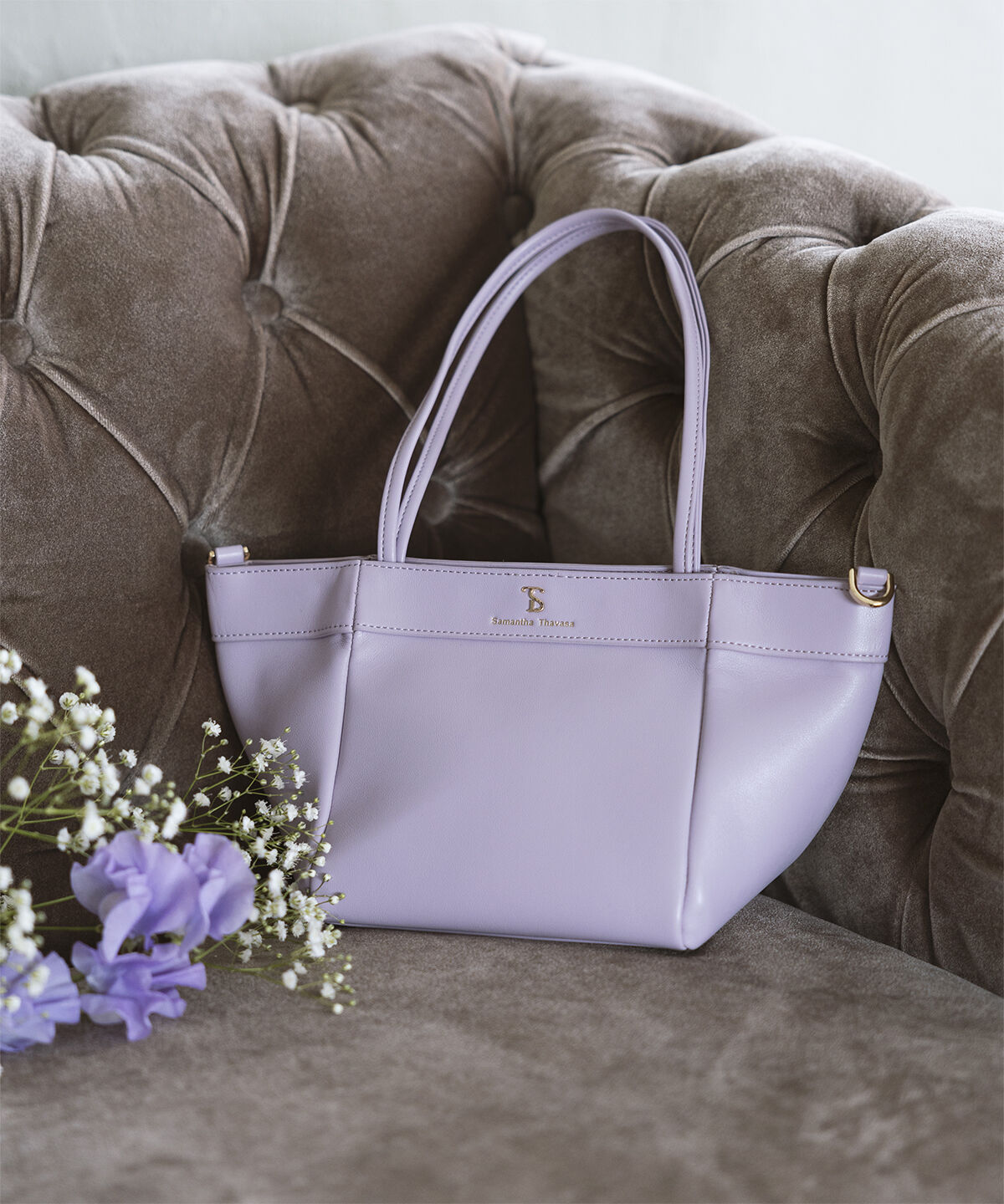 Samantha Thavasa「スリムハンドルトートバッグ 小サイズ」|トートバッグ|ラベンダー