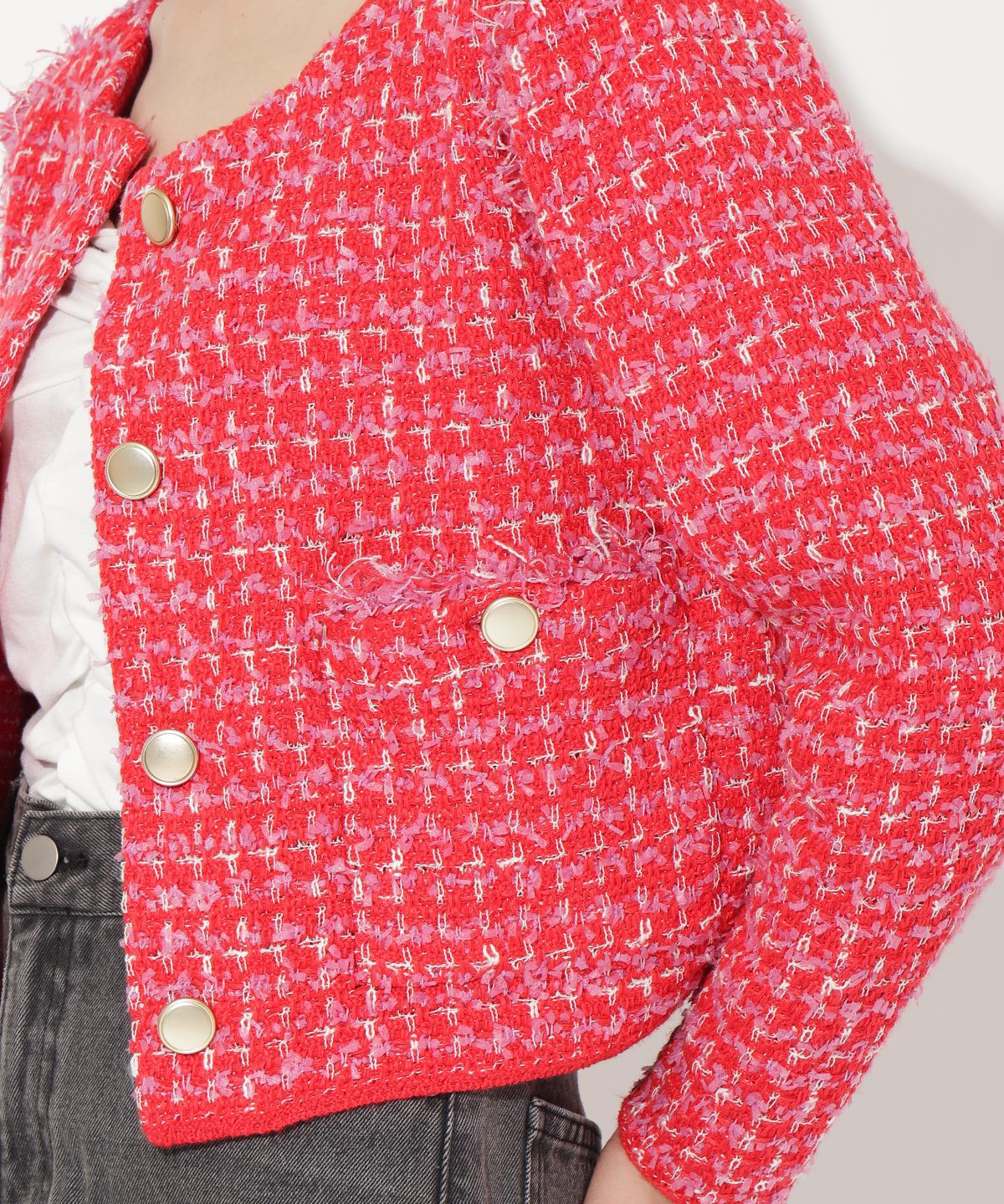 アンドクチュール「フリンジニットツイードカーディガン」|その他|