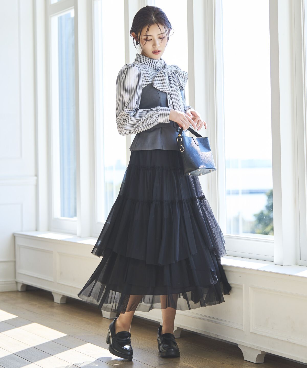 アンドクチュール「ビスチェ切替ドッキングワンピース」|ワンピース|