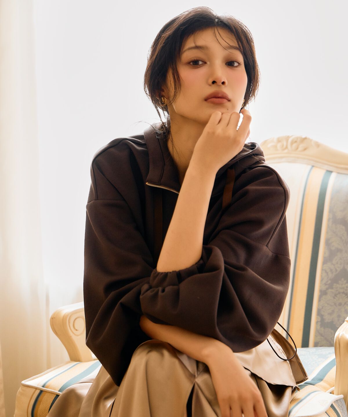 アンドクチュール「ダンボールポンチパーカー」|パーカー|ブラウン