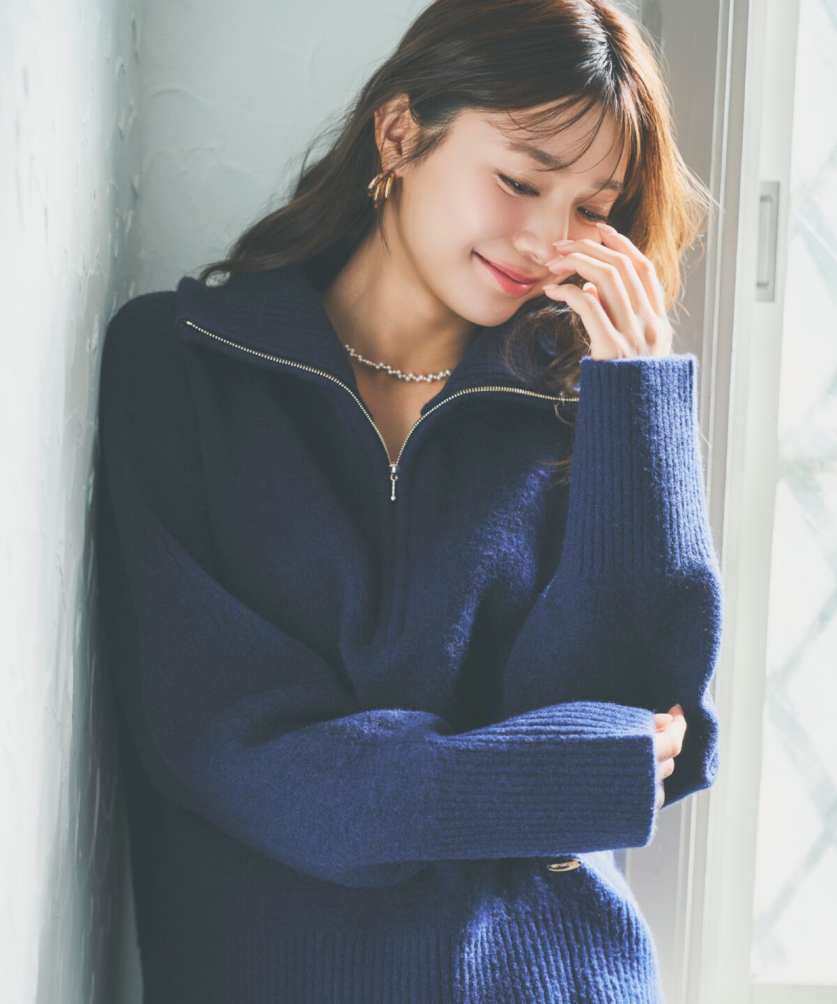 アンドクチュール「ZIPビッグカラープルオーバー」|ニット・セーター|