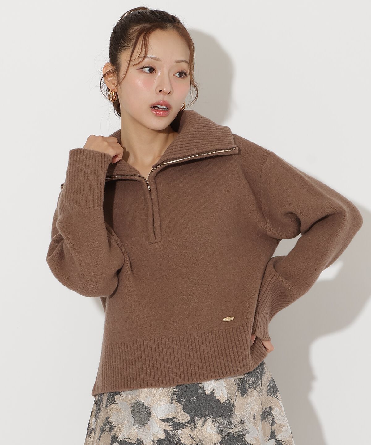 アンドクチュール「ZIPビッグカラープルオーバー」|ニット・セーター|