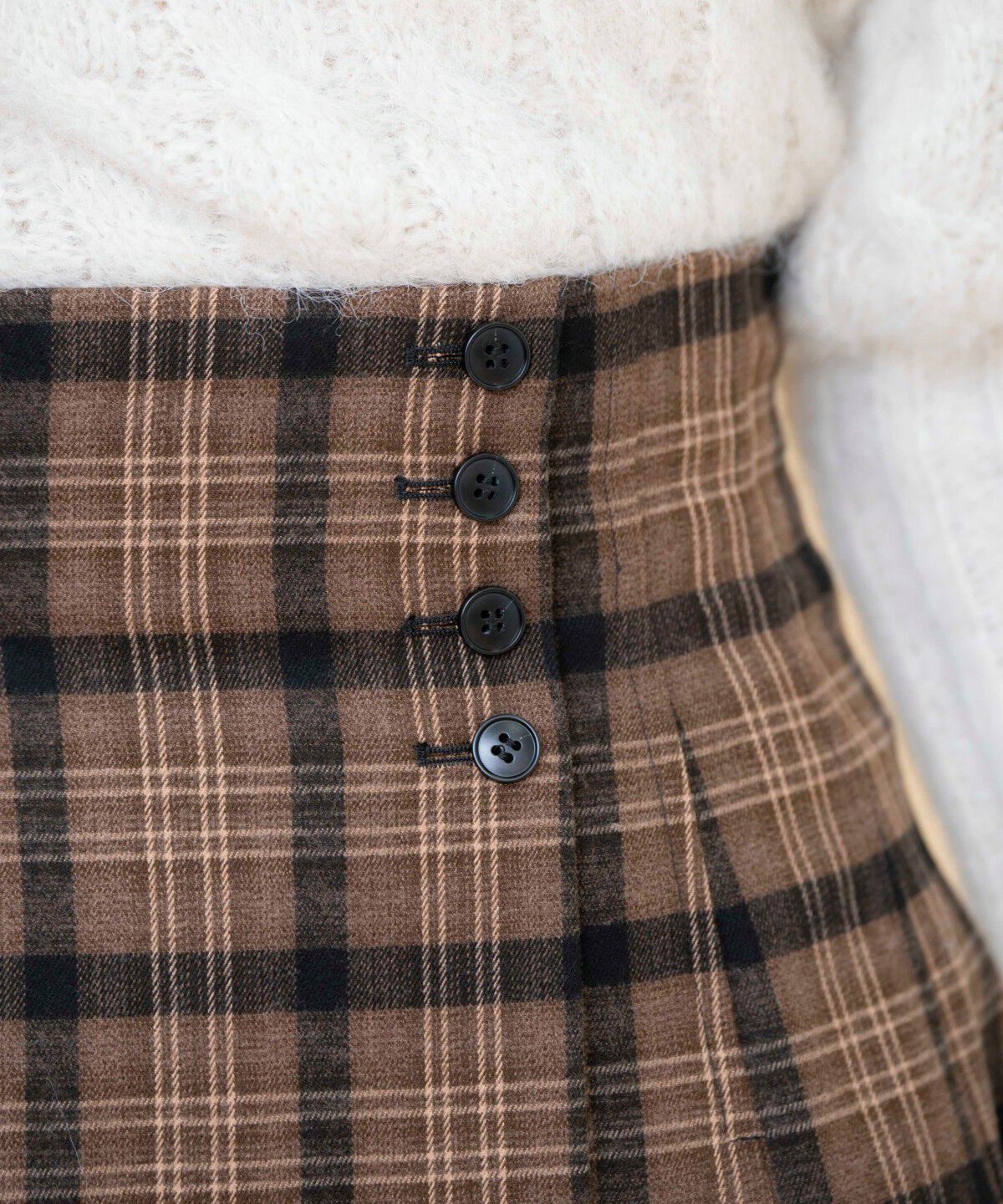 REDYAZEL「ハイウエストチェックミニスカート」|フレア|