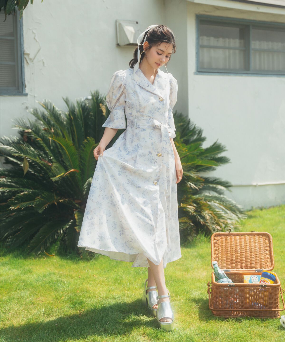 REDYAZEL「ローズプリントロングワンピース」|ワンピース|