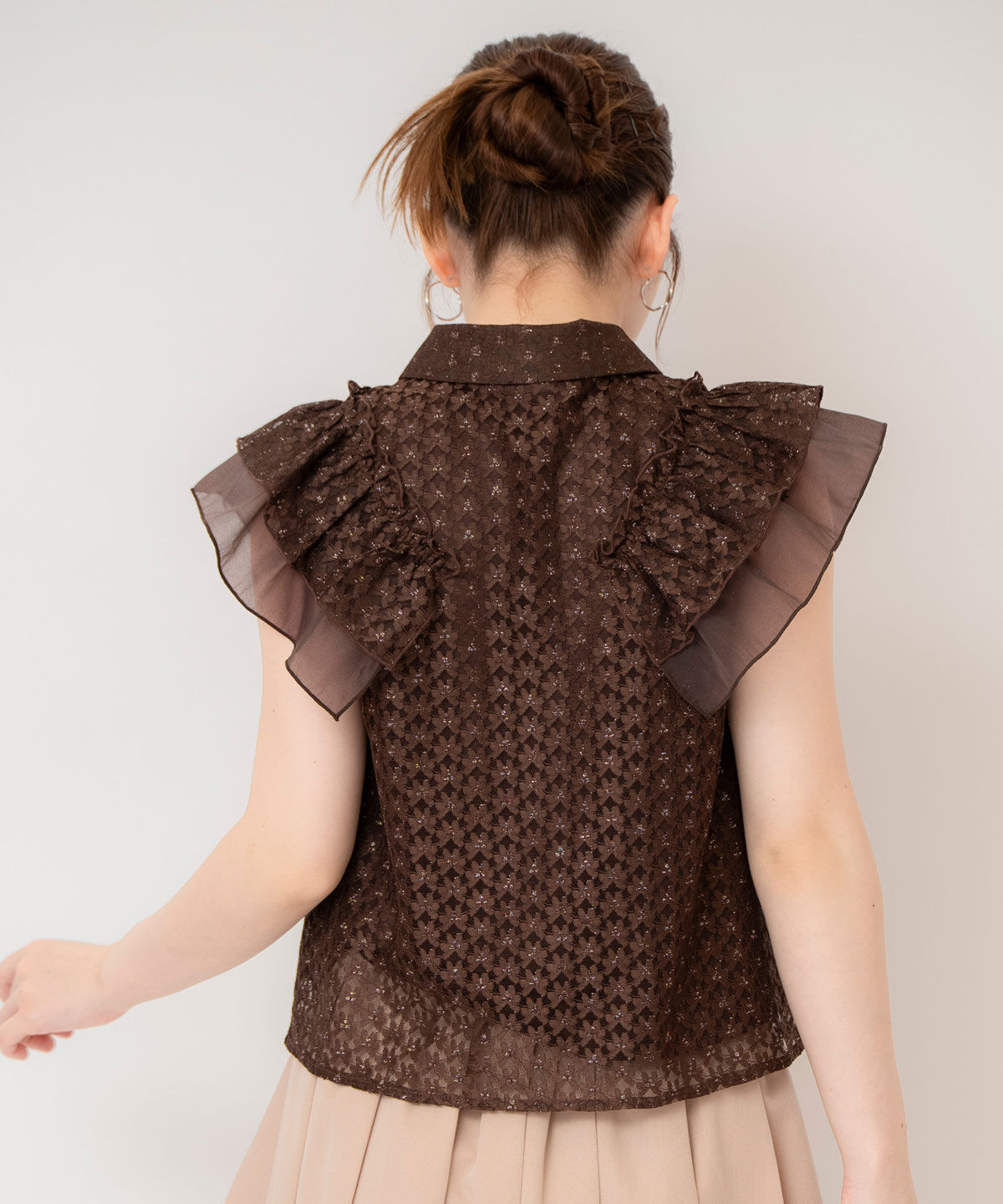 REDYAZEL「ラメレースフリルスリーブブラウス」|シャツ・ブラウス|