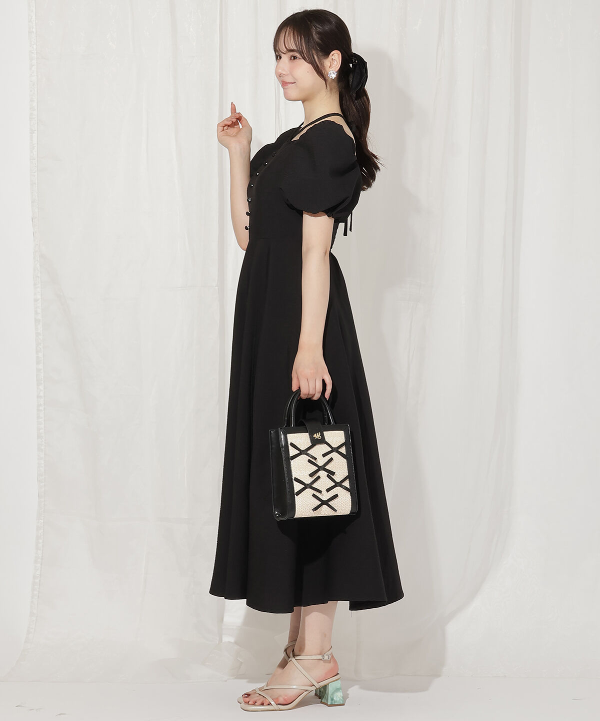 WILLSELECTION「クロスネックバルーンスリーブワンピース」|ワンピース|