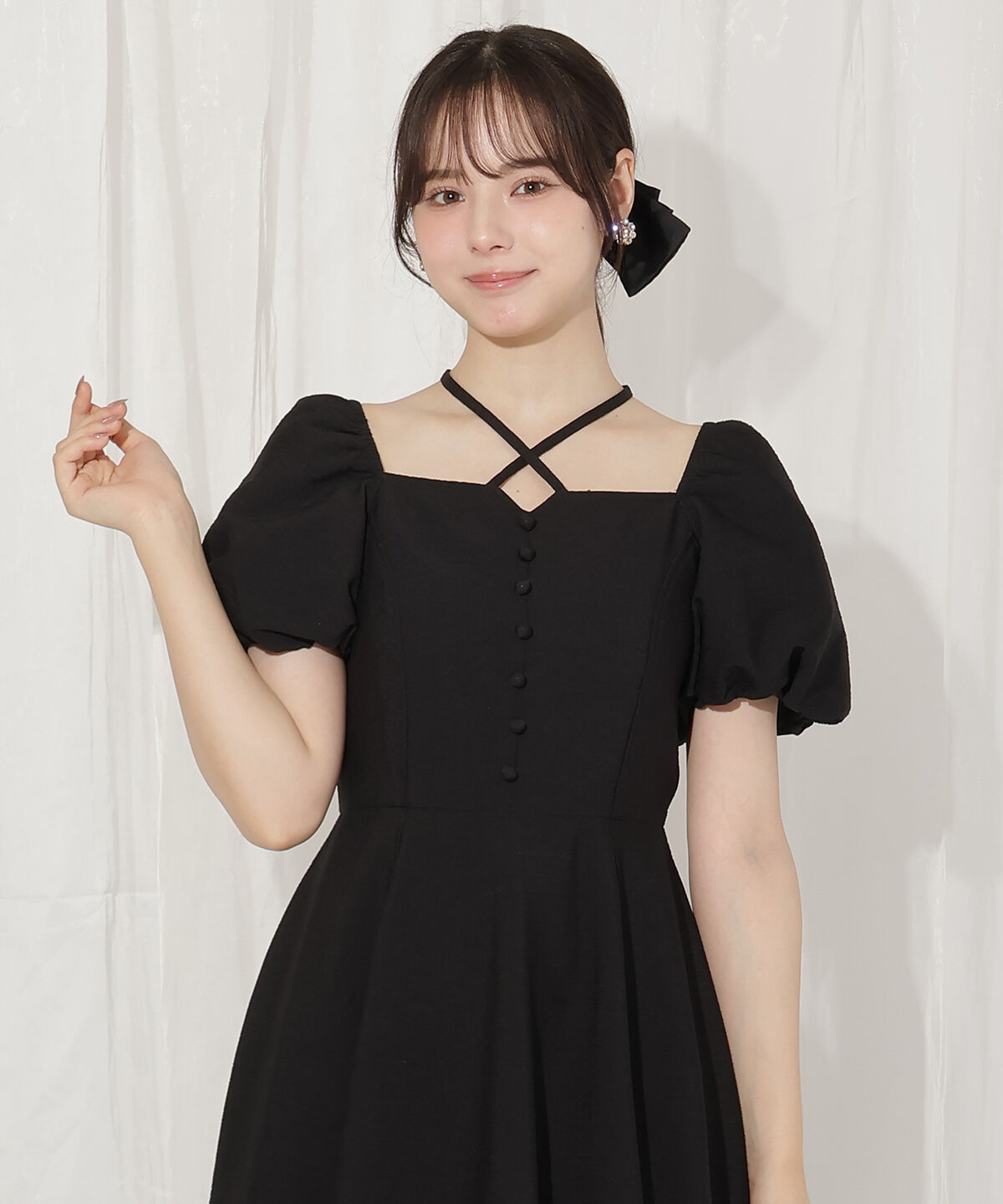 WILLSELECTION「クロスネックバルーンスリーブワンピース」|ワンピース|