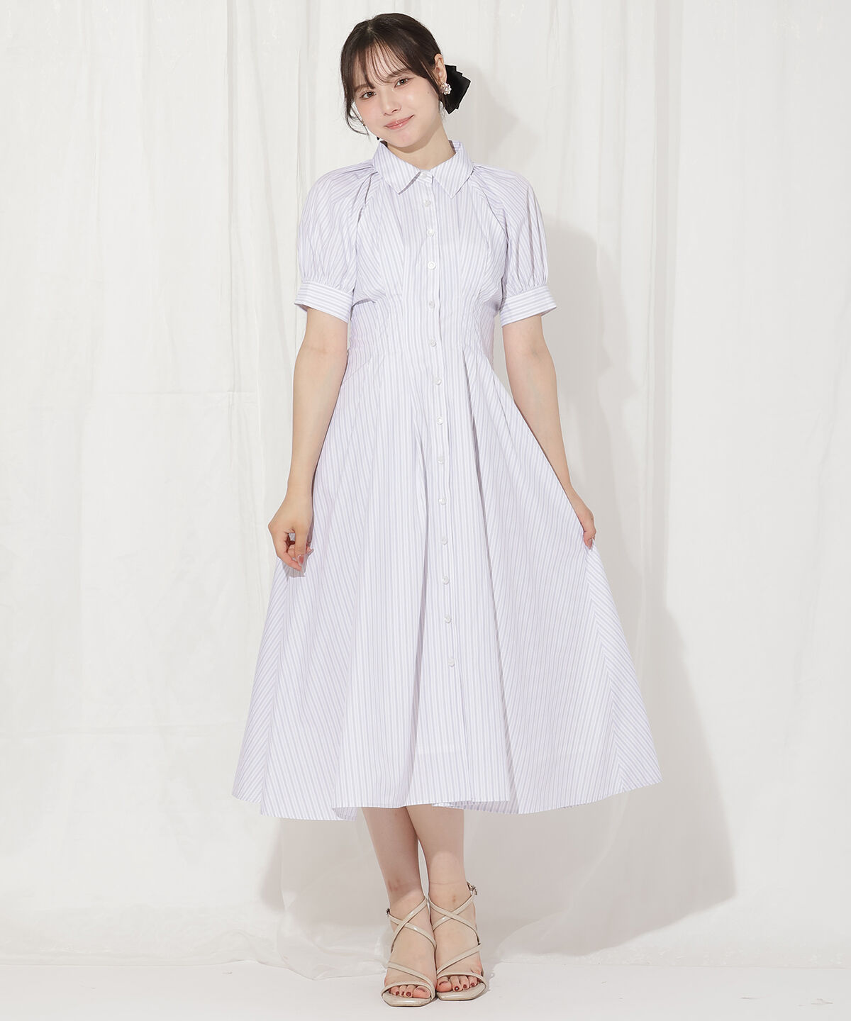 WILLSELECTION「ラグランスリーブストライプシャツワンピース」|ワンピース|