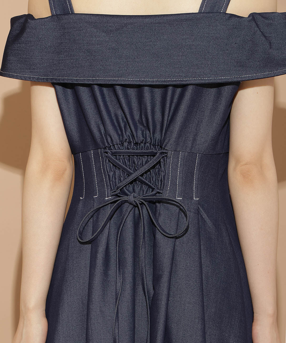 WILLSELECTION「リボンストラップオフショルシャツワンピース」|ワンピース|