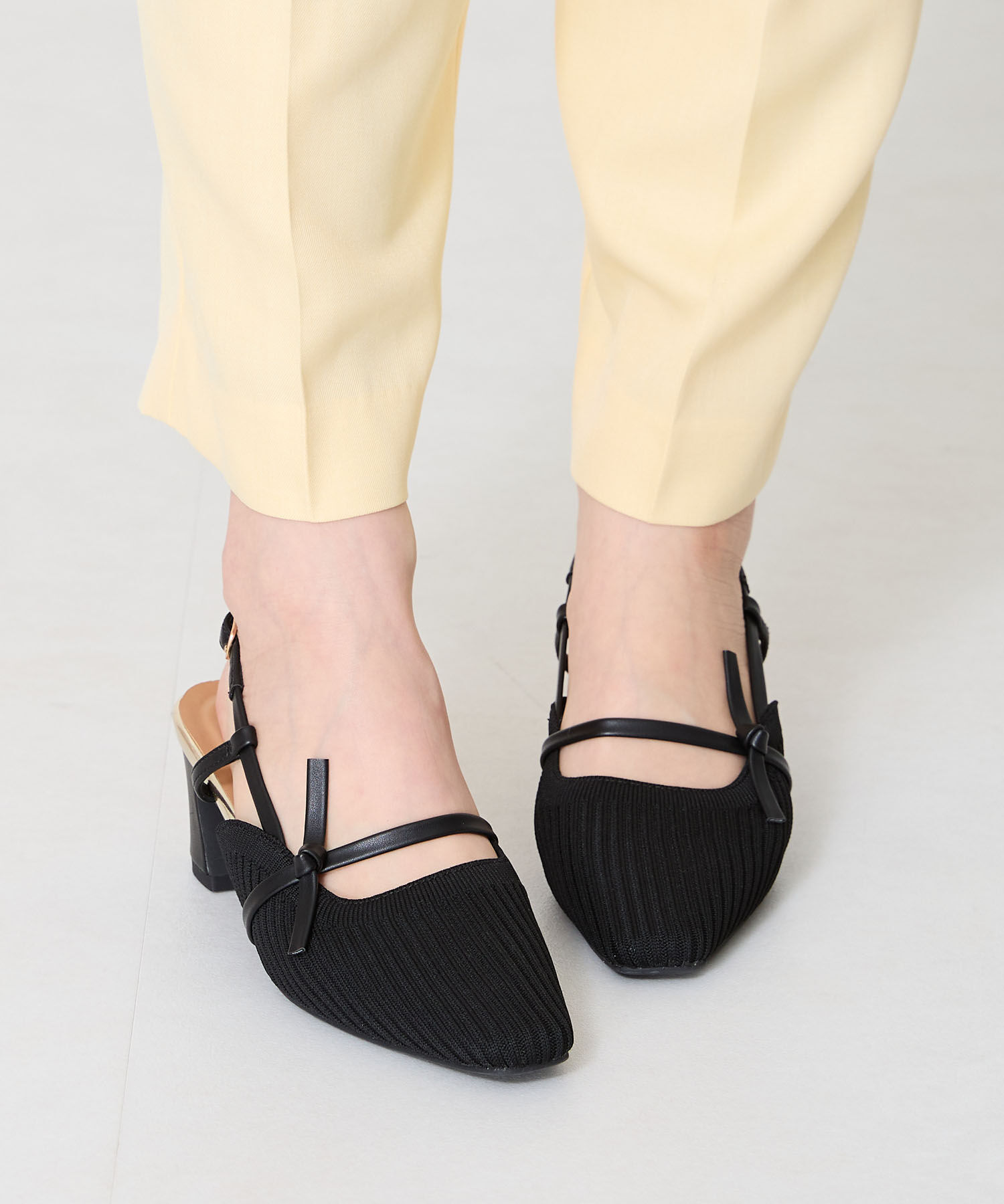 ORiental TRaffic「●2025春夏新作●リブニット細ストラップパンプス/51114 人気 トレンド 売れてる パンプス ニット」|パンプス|