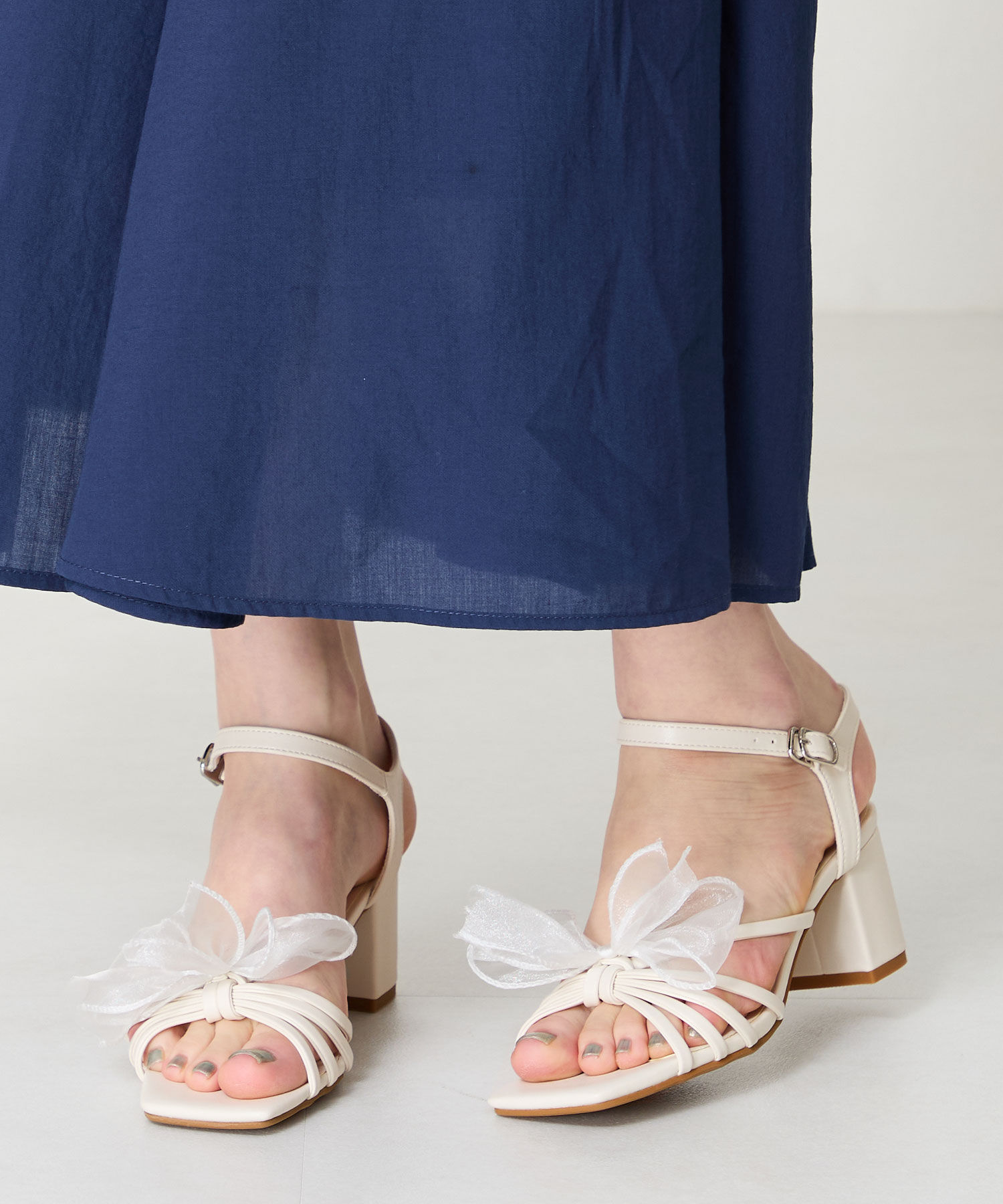 ORiental TRaffic「●2025春夏新作●ビッグチュールリボンヒールサンダル/51220 サンダル 人気 トレンド」|サンダル|WHITE