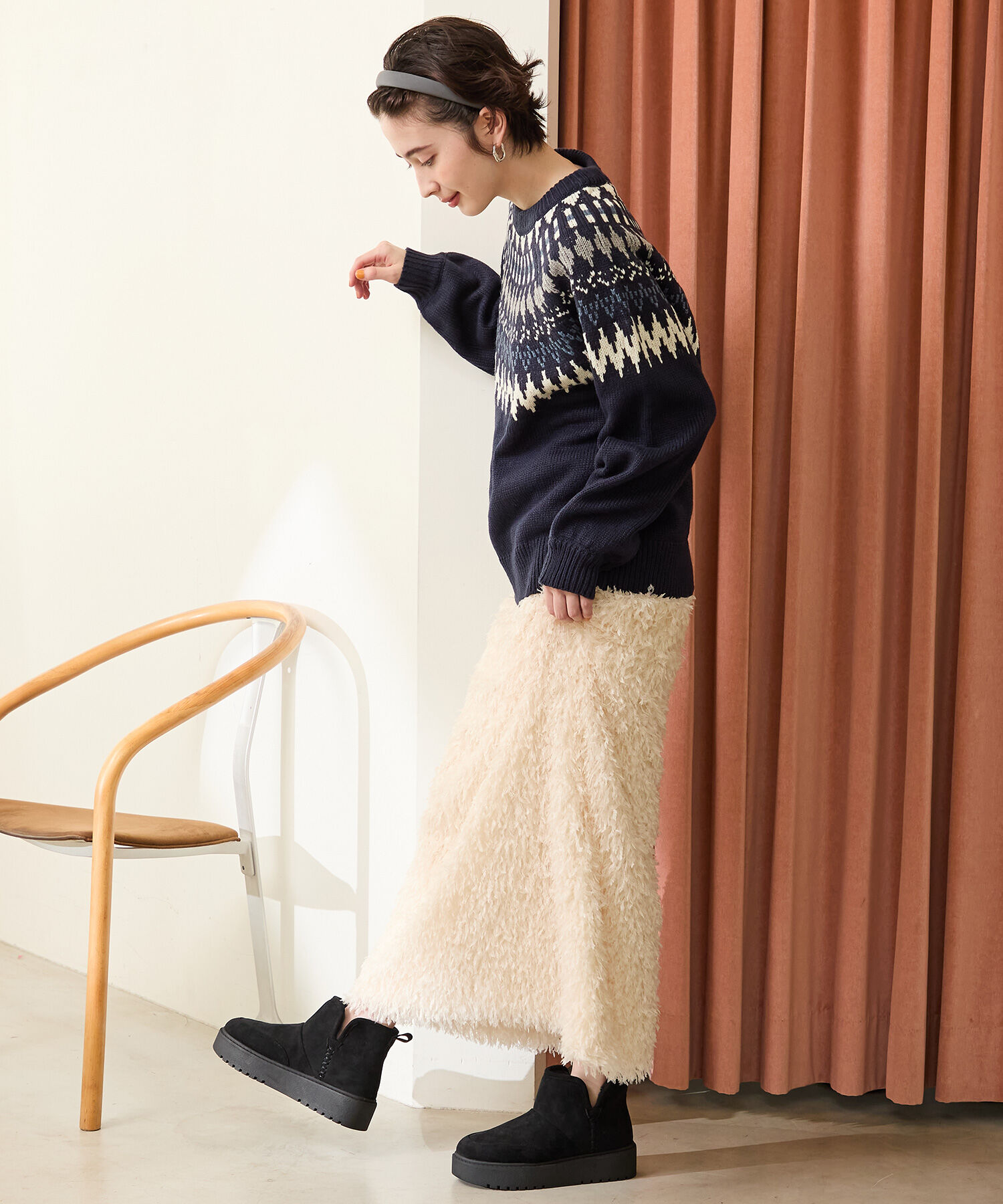 ORiental TRaffic「●2025秋冬新作●【 軽量 】 サイドスリット 厚底 ムートン ショートブーツ /51425 防寒」|ショートブーツ|