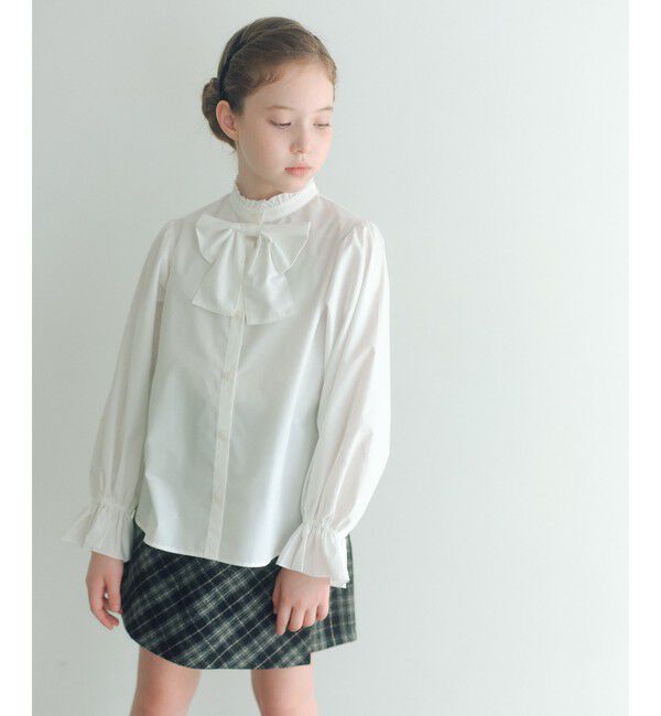 UNITED ARROWS green label relaxing「スタンドカラー フリルリボン ブラウス / キッズ 140cm-160cm」|シャツ・ブラウス|