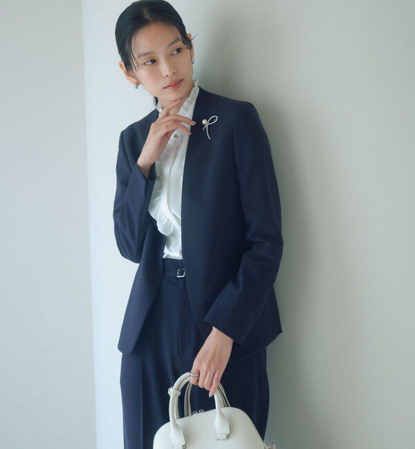 UNITED ARROWS green label relaxing「［size SHORTあり］パウドレ ノーラペル ジャケット ウォッシャブル ストレッチ」|ノーカラージャケット|NAVY