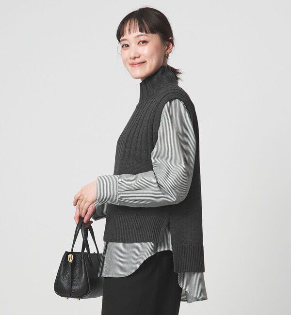 UNITED ARROWS green label relaxing「ニット タートル ベスト &times; シャツ セット」|シャツ・ブラウス|DK.GRAY