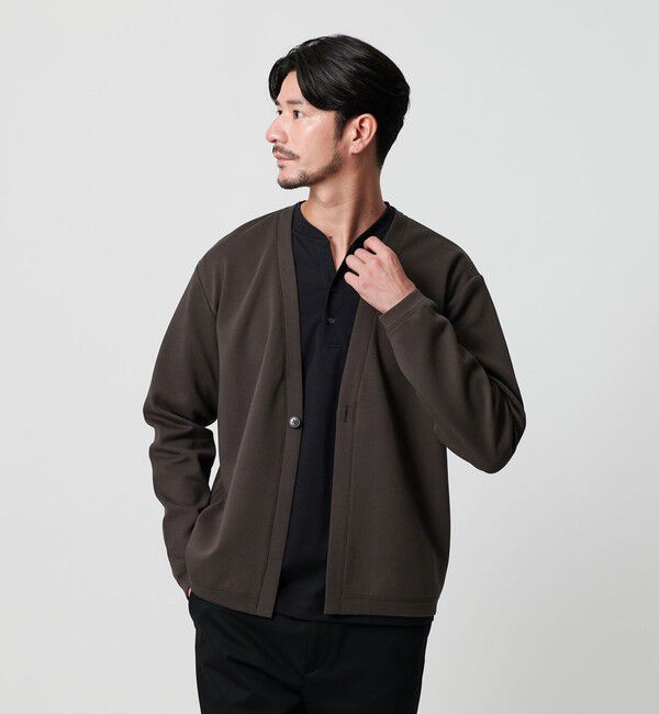 BEAUTY&YOUTH UNITED ARROWS「【WEB限定 WARDROBE SMART】ダブルニット カーディガン/セットアップ対応」|カーディガン|DK.BROWN