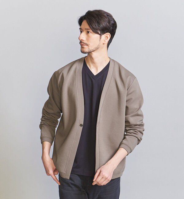 BEAUTY&YOUTH UNITED ARROWS「【WEB限定 WARDROBE SMART】ダブルニット カーディガン/セットアップ対応」|カーディガン|OLIVE