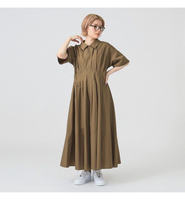 Ray BEAMS 「タック ウエスト シャツ ワンピース」|ワンピース|